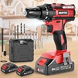 Taladro atornillador 21V MHPRO, con 2 baterías 2000mAh, 42Nm. 14 accesorios y 2 velocidades