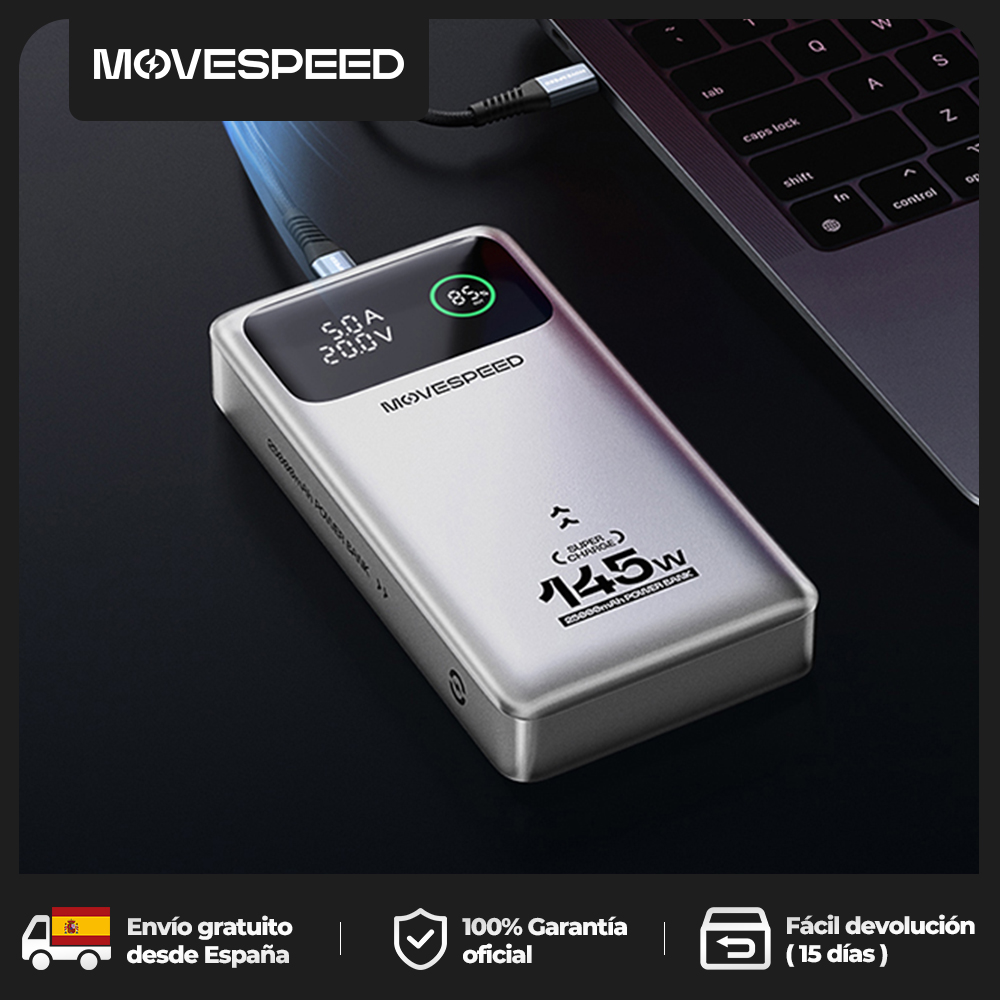 Banco de energía MOVESPEED M25Pro 25000mAh 140W tipo C PD carga rápida