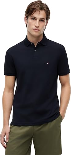 Tommy Hilfiger Polo de Manga Corta Hombre 1985 Regular Fit, Azul (Desert Sky)