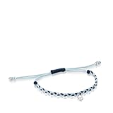 TOUS Pulsera para Mujer con Motivo Oso de Plata de Primera Ley y Nylon En Color Azul, 17cm de Largo