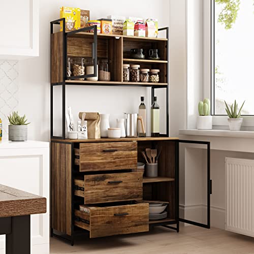 Armario alto de cocina tipo buffet de cocina con 3 cajones y 2 puertas