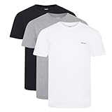 DKNY Hombres Camiseta de Cuello Redondo Negro/Blanco/Gris Paquete de 3 Pequeño