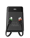 VEGER Power Bank con Cables Integrados,10000mAh USB C Bateria Portatil, 22.5W Carga Rapida