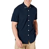 Amazon Essentials Camisa Oxford con Bolsillo de Manga Corta y Ajuste Normal Hombre, Azul Marino, XXL