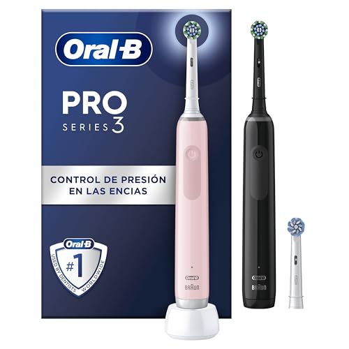 Oral-B Pro 3 3900N Cepillos de eientes eléctricos (Pack de 2) con mango recargable y recambio