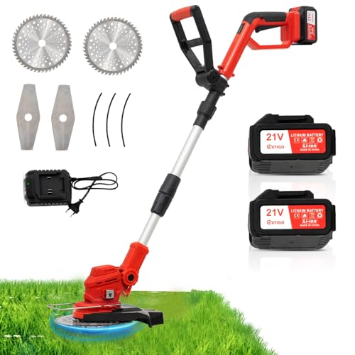OUTIGO Cortacésped inalámbrico, Desbrozadora Bateria, batería de 2× 21V 4Ah