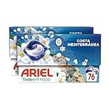 Ariel Todo en 1 PODS Brisa Marina Y Jazmín, Detergente Líquido Para Lavadora en Cápsulas, 76 Lavados