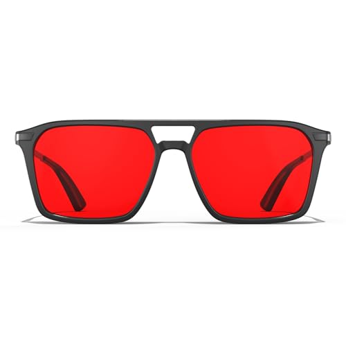 Goiteia Gafas Rojas Bloqueo Luz Azul-Bloqueo el 100% Azul y Verde para Mejorar el Sueño