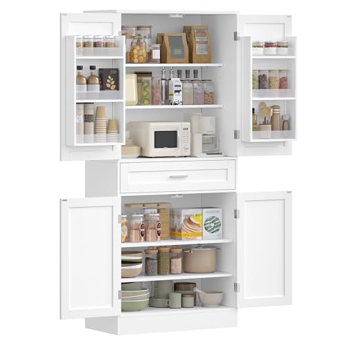 Hzuaneri Alacena de Cocina, 180 cm Aparador Comedor, 4 Puertas, 1 Cajón Grande