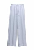 Marks & Spencer Pantalón de Pata Ancha con Lino Mezcla De Azul Mujeres