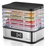Deshidratador de Alimentos 250W con Temporizador Digital y Control de Temperatura 5 Bandejas sin BPA