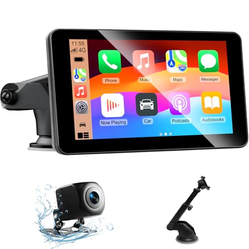 Pantalla Táctil de 7" con cámara retrovisora con Carplay Android Auto Inalámbrica, Enlace Espejo