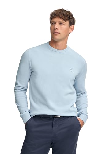 Polo Club Jersey Básico con Cuello Redondo Hombre - Suéter 100% Algodón con Logo Bordado