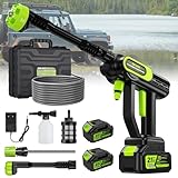 Hidrolimpiadora a Bateria de Alta Presión con Boquilla 6 en 1, 2 Baterías 4000mAh, 14 mm Salida de