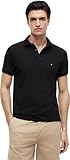 Tommy Hilfiger Polo de Manga Corta para Hombre 1985 Slim Fit, Negro