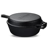 KICHLY Dutch Oven - Olla de fuego doble function - Sartén de hierro fundido para cocina y acampada,