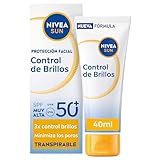 NIVEA SUN Control de Brillos Protección Facial FP50+ Transpirable - Matificante 12 h - Carnitina,
