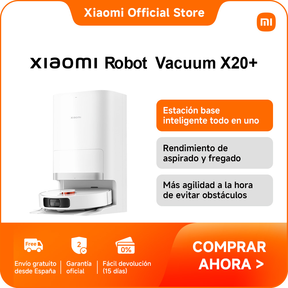 Xiaomi Robot Vacuum X20+, Estación base todo en uno, Rendimiento de aspirado y fregado mejorado