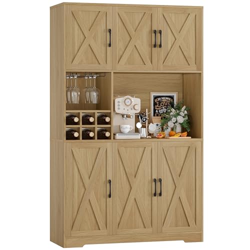 HOCSOK Alacena de Cocina，Armario Cocina con 6 Puertas, Soporte para Copas
