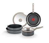 MONIX One Click Pietra | Batería 8 piezas, Aluminio Forjado con Antiadherente, libre de PFOA, Mang…