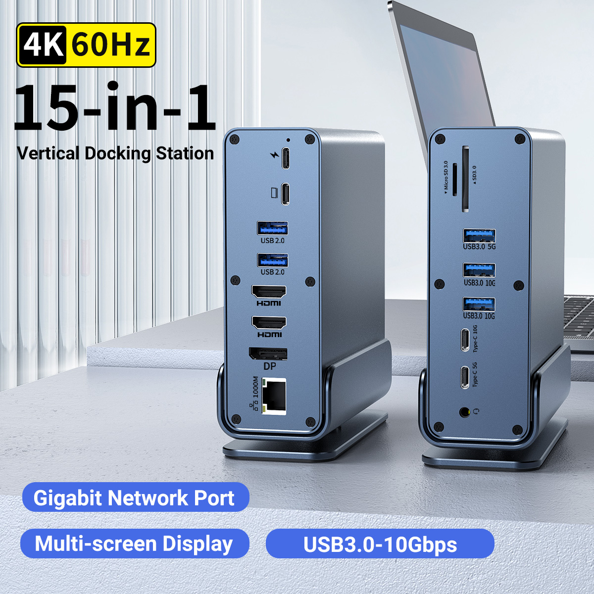 Estación de acoplamiento USB-C  Vertical 15 en 1