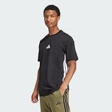 Adidas Uomo Essential Three Stripes Single Jersey tee, Black/White