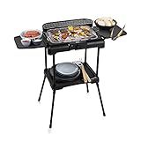 Princess 112250 Barbacoa Eléctrica estantes Laterales 2 en 1, Parrilla sobremesa o Barbacoa de pie