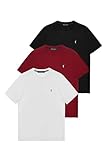 Polo Club Pack de 3 Camisetas Básicas Blanco, Burdeos y Negro - Manga Corta - Logo Bordado