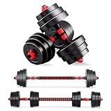 JUPPLIES Juego de Mancuernas Ajustables 2 en 1-10kg 20kg 40kg - Kit de Pesas con Barra Recta