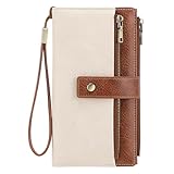 NEWIROVE Cartera Mujer Grande Monedero Piel PU con Cremallera Y Correa Extraíble RFID