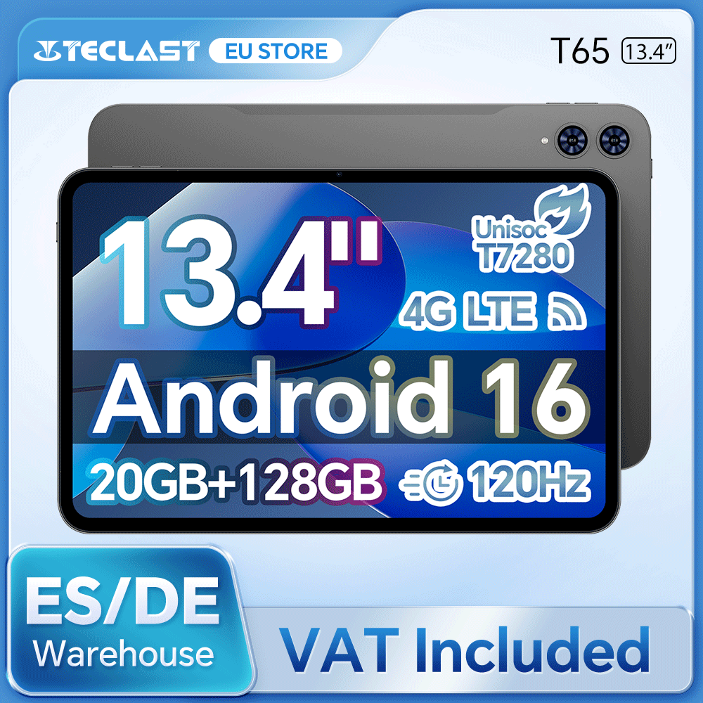 Teclast T65 Android 16cde 13.4" 8 núcleos 20GB RAM (8GB+12GB de expansión) 128GB ROM 4G LTE 8000mAh