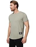 Calvin Klein Camiseta de Manga Corta para Hombre Badge Turn Up Sleeve Cuello Redondo