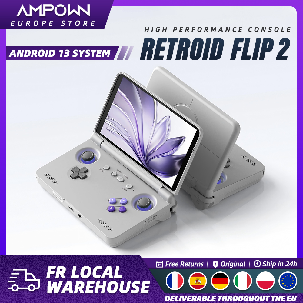 Consola de juegos portátil Retroid Pocket Flip2, pantalla AMOLED de 5,5 pulgadas
