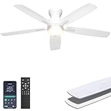 Ohniyou 132 cm Ventilador de Techo con Luz Silencioso, Control Remoto/APP, Luz Regulable