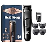 King C. Gillette Recortadora de Barba Hombre, Cortapelos 3 en 1  5 Peines Lavables, Cepillo Limpieza