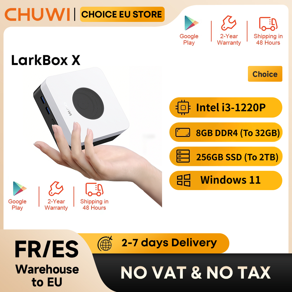 Mini PC CHUWI LarkBox X con Intel i3-1220P, 8GB de RAM, 256GB SSD, WiFi 6, Computadora de Escritorio