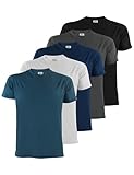ALPIDEX T-Shirt Camisetas Hombre Pack de 5 Cuello Redondo 100% Algodón Unicolor Corta