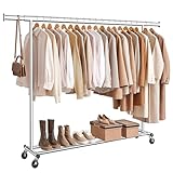SONGMICS Burro Ropa Ruedas, Perchero Burro Extensible Carga Pesada, Capacidad Carga Máx. de 150 kg