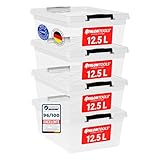 ATHLON TOOLS 4 cajas de almacenamiento de 12.5 L con tapa, aptas para alimentos, clips de cierre