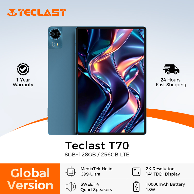 Tabletas Teclast T70 de 14 Pulgadas con Pantalla 2K, 128 GB/256 GB, MediaTek Helio G99