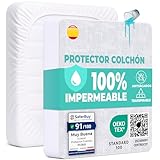 Protector Colchón 90 x 190 cm Funda Colchón Impermeable Sábana Bajera Impermeable de Algodón