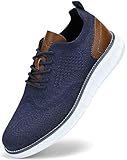 SVNKE Zapatos Cordones Vestir Clásico Oxfords Formales Derby para Hombre Boda Negocios Azul