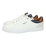 Pepe Jeans PMS30839 Zapatillas para Hombres, en Color Blanco, cómodas, Cordones