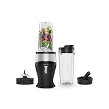 Ninja Slim Batidora de vaso para smoothies, 700 W, 2 vasos de 470 ml con tapa con boquilla