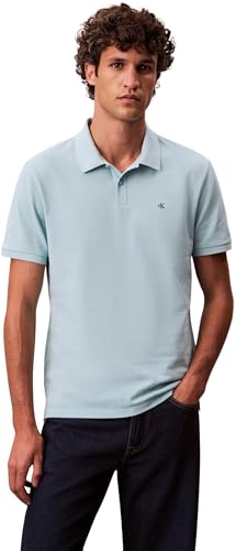 Calvin Klein Polo manga corta Hombre Monogram Pique de algodón, Azul