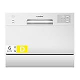 COMFEE' CDWMT0602EWD-EU Lavavajillas de Sobremesa Compacto con 6 Cubiertos, 6 Programas, Clase D