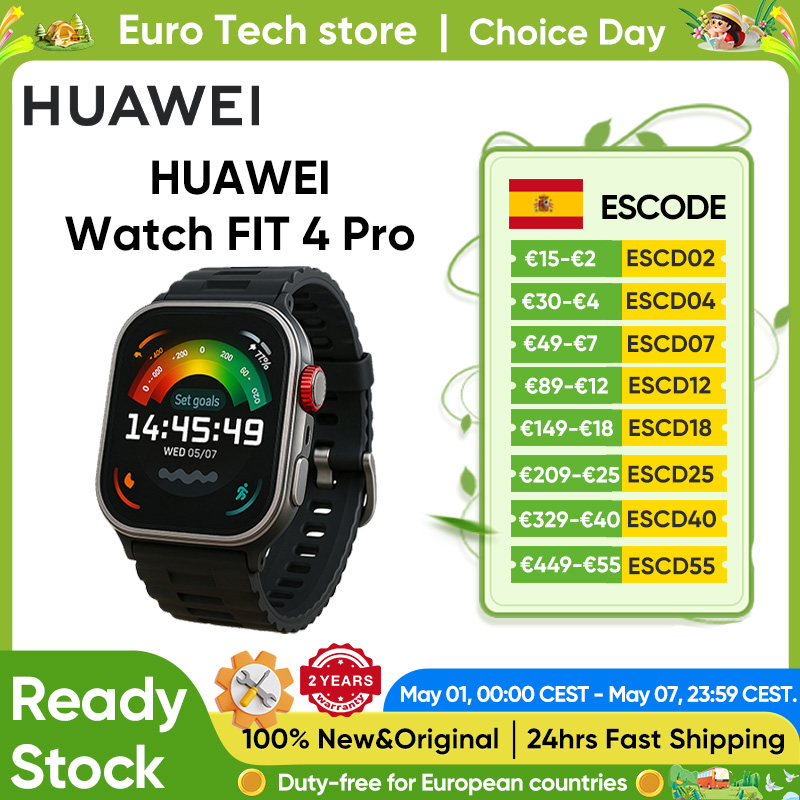 HUAWEI WATCH FIT 4 Pro, llamada Bluetooth, pantalla AMOLED de 1,82", batería de 400mAh
