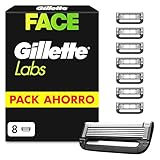 GilletteLabs Recambios para Maquinillas de Afeitar, Pack 8 Cuchillas con 5 Hojas Y Banda Lubricante