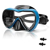 REYMOOK gafas de buceo antivaho con cubierta nasal, cristal templado HD de 180° y diseño antifuga