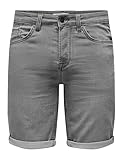 Only & Sons Pantalones Cortos de Mezclilla para Hombre, Grey Denim